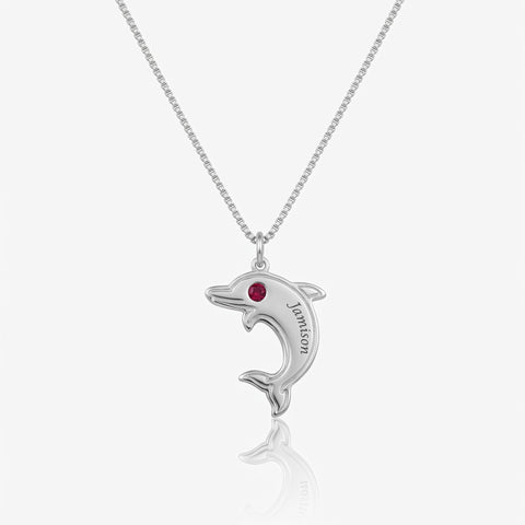 Personalized Dolphin Necklace with Name & Birthstone