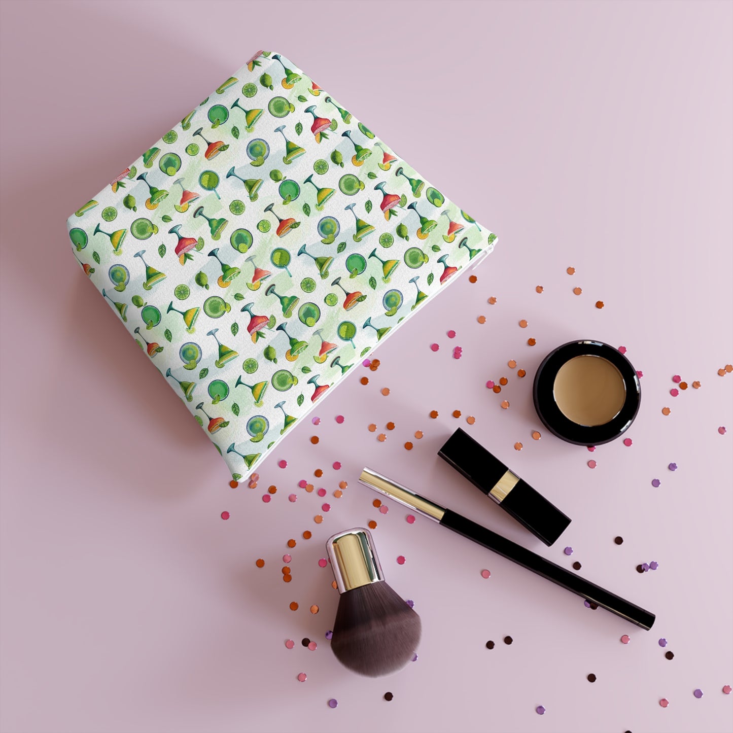 Margarita Cocktail Print Cotton Cosmetic Bag/Makeup Travel Pouch