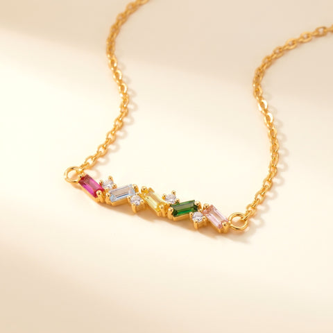 Personalized Baguette Birthstones Necklace