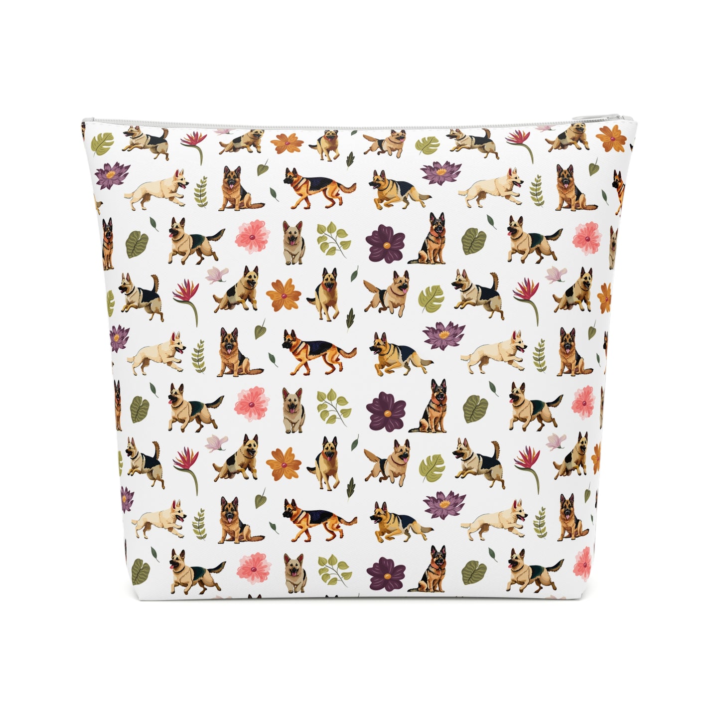 German Shepherd Print Cotton Cosmetic Bag/Makeup Organizer & Travel Pouch