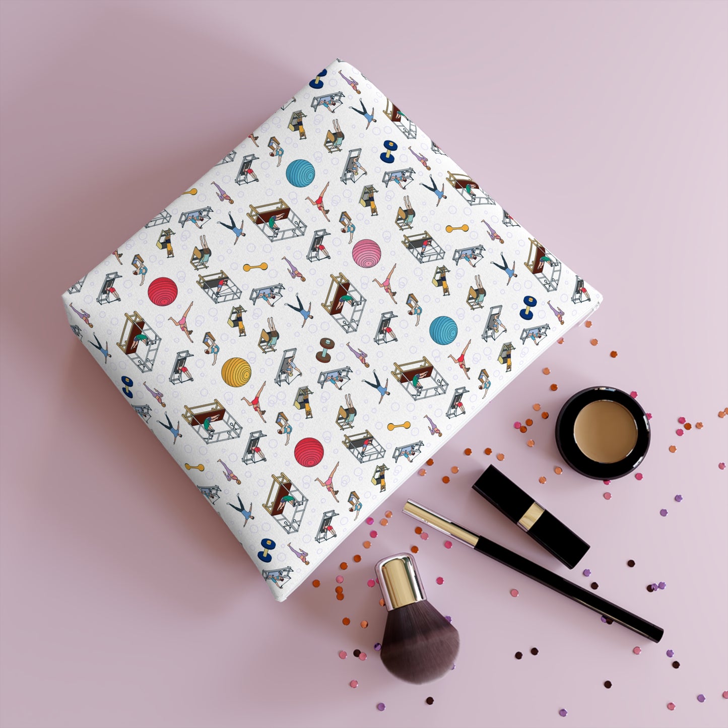 Pilates Print Cotton Cosmetic Bag/Makeup Organizer & Travel Pouch