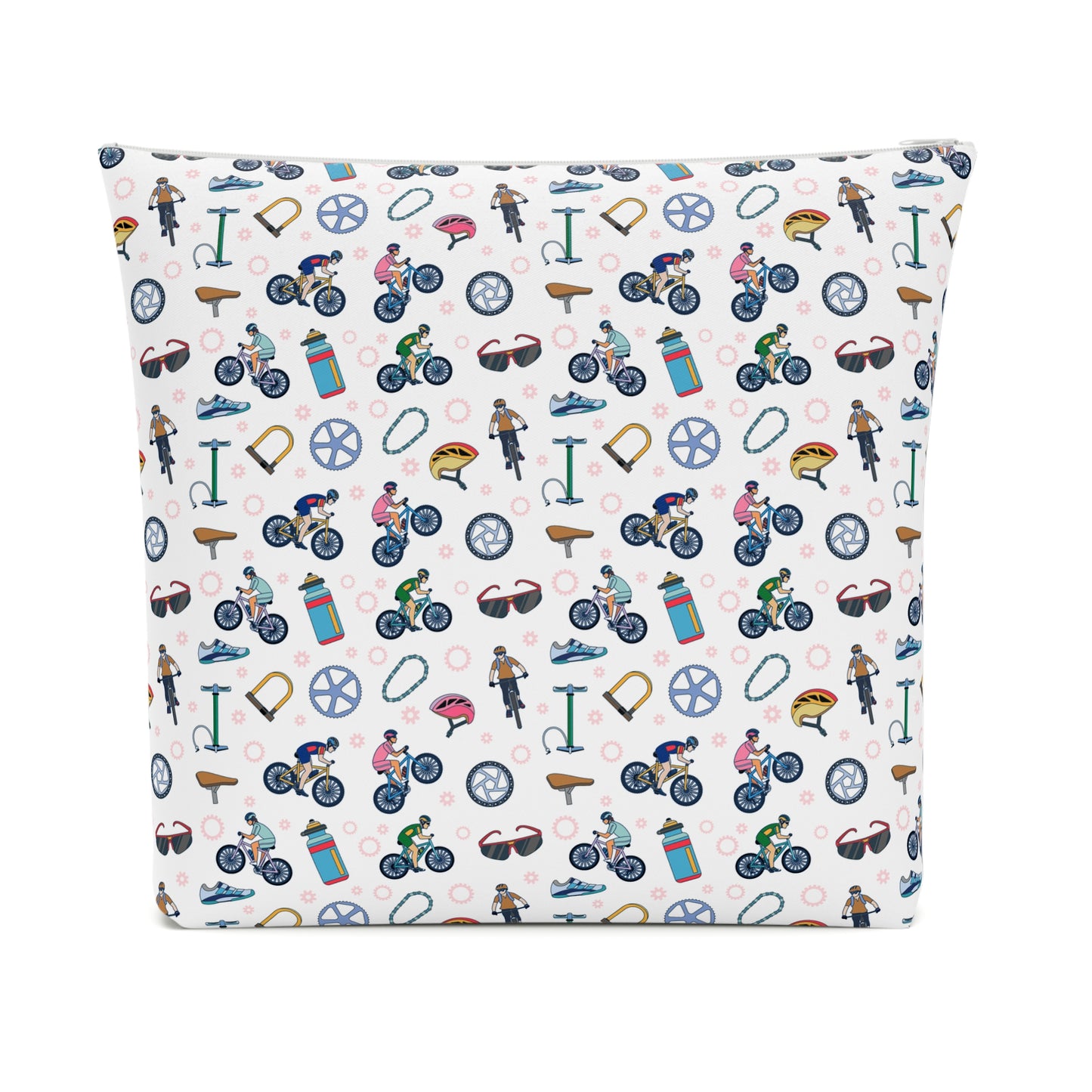 Mountain Biking Print Cotton Cosmetic Bag/Makeup Organizer & Travel Pouch