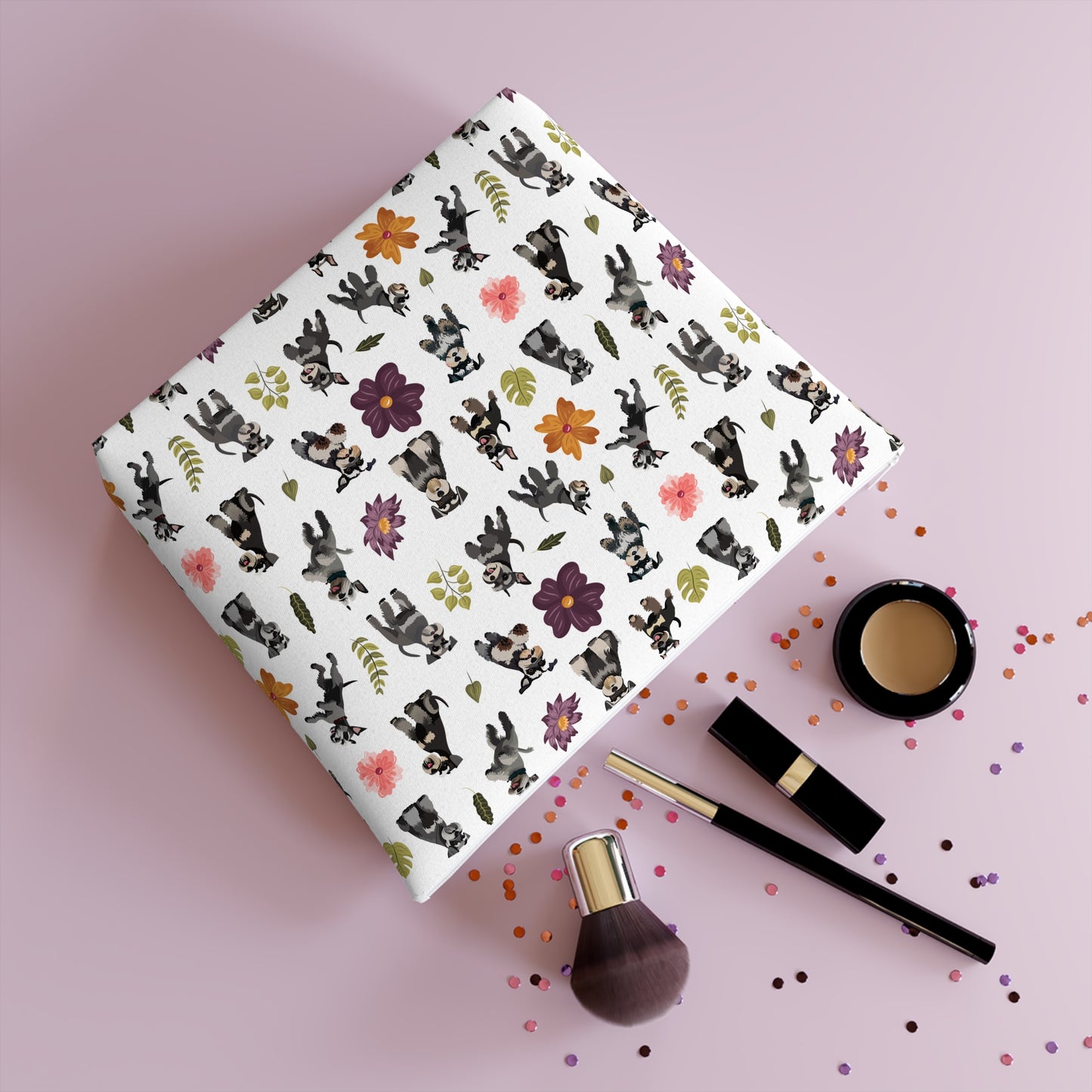 Schnauzer Print Cotton Cosmetic Bag/Makeup Organizer & Travel Pouch