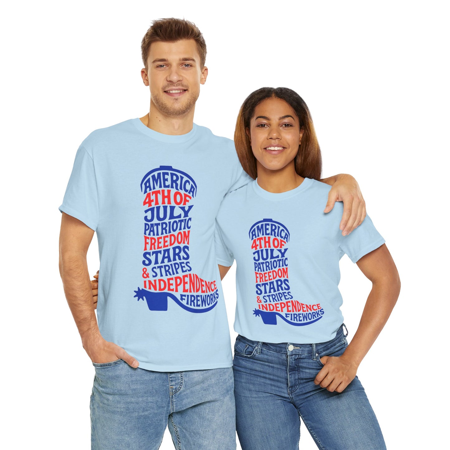 4th of July Cowboy Boot Words Graphic T-Shirt