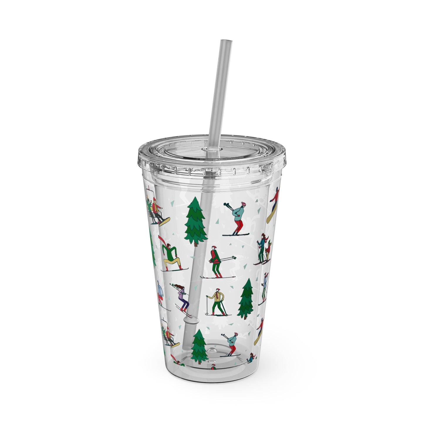 Ski Winter Landscape Themed 16oz Tumbler with Straw