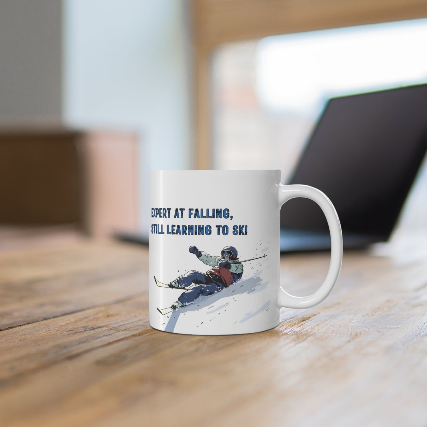 Expert at Falling Still Learning to Ski, Beginner Skier Themed 11oz Ceramic Mug
