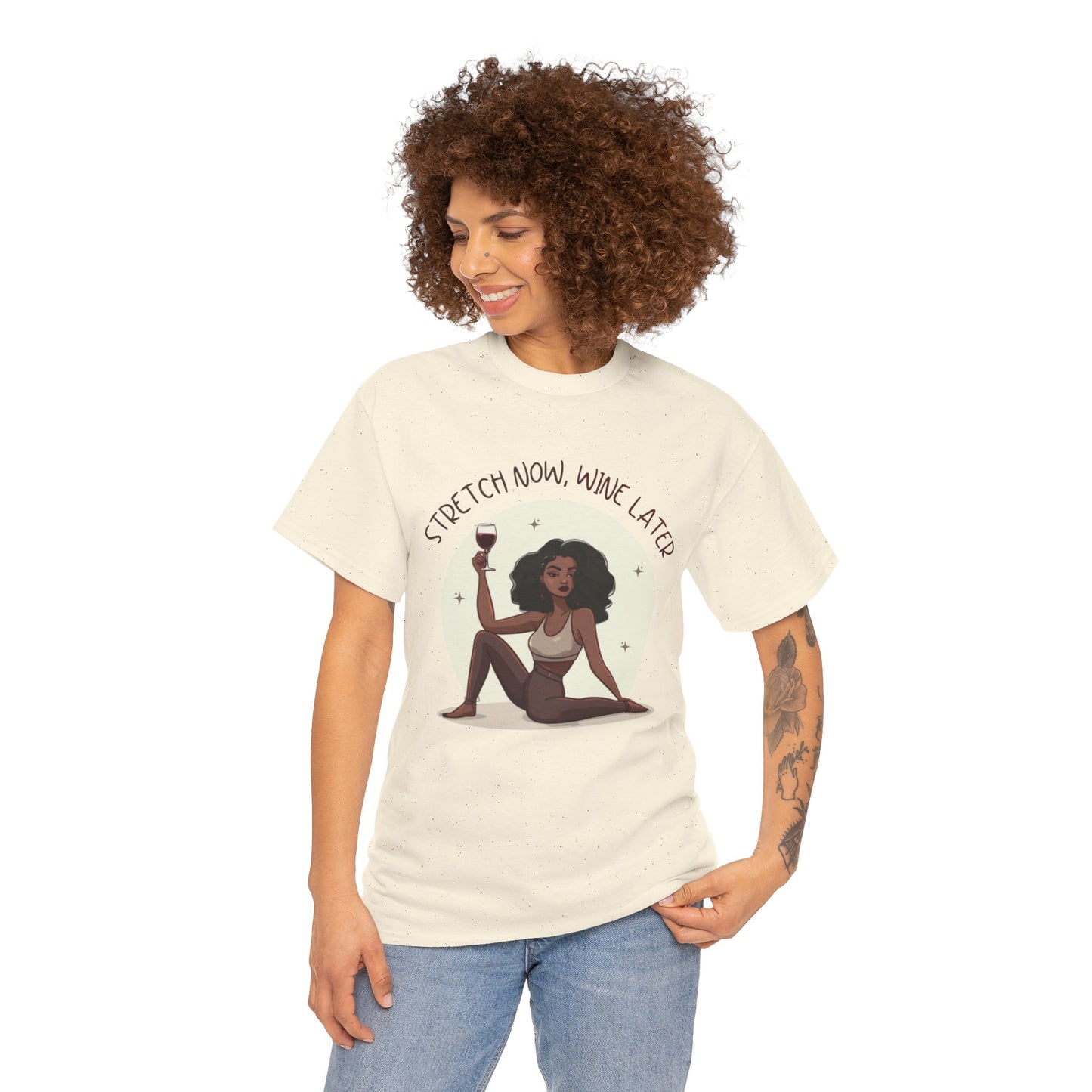 Yoga and Wine Lover Graphic T-Shirt (Black)