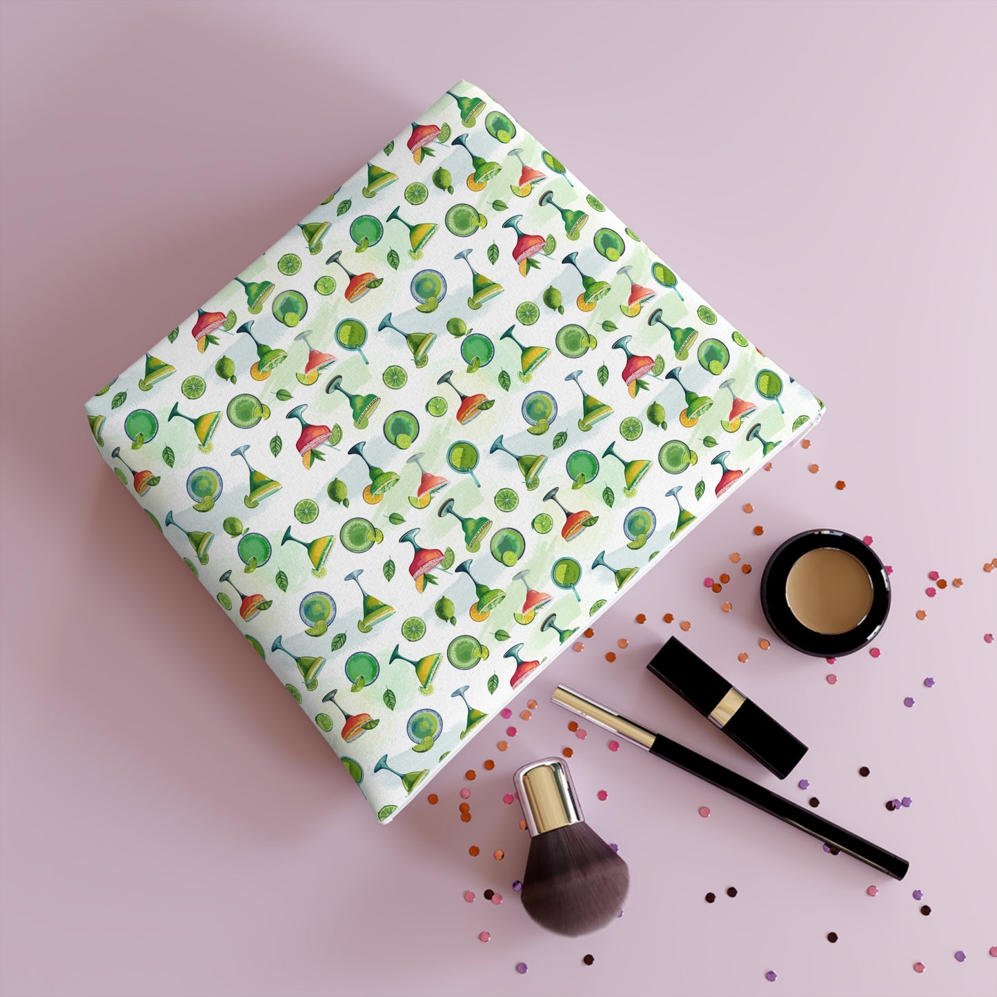 Margarita Cocktail Print Cotton Cosmetic Bag/Makeup Travel Pouch