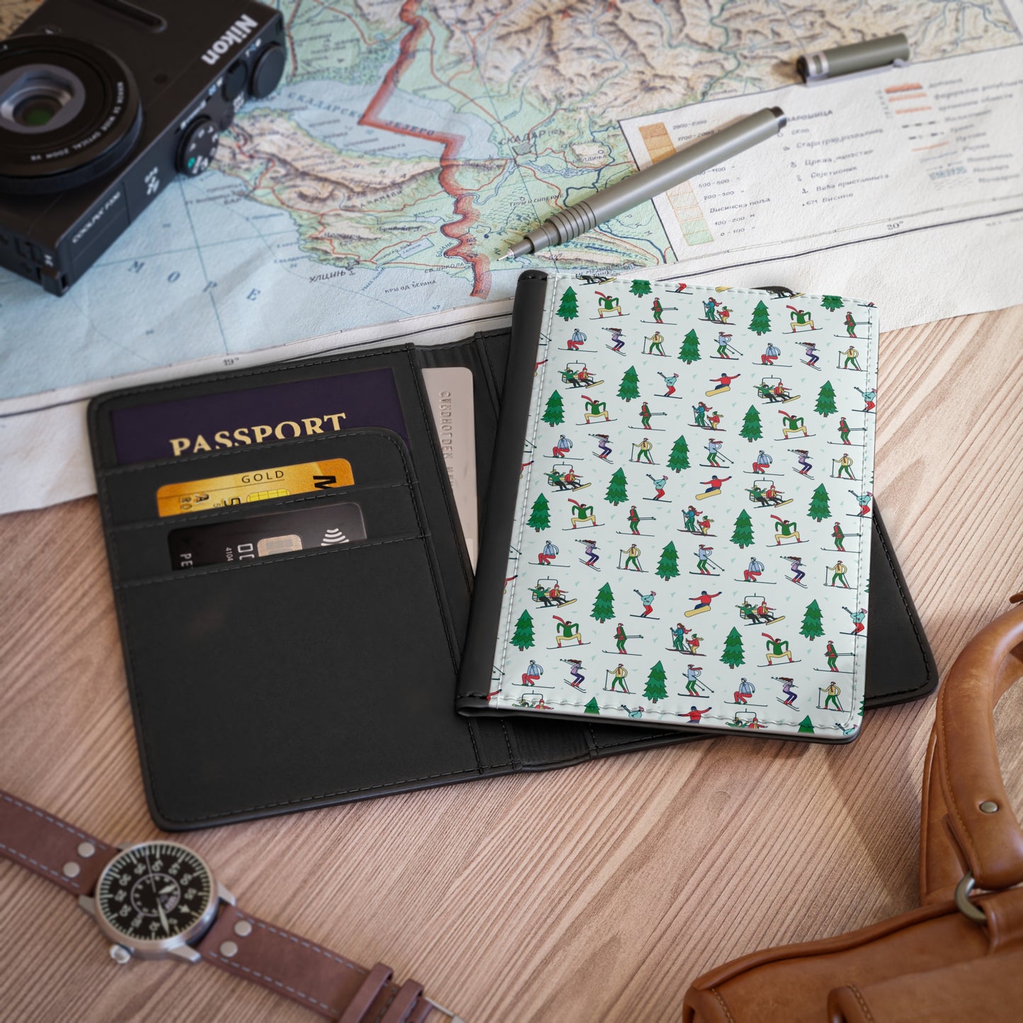 Skiing Winter Landscape Printed Passport Cover