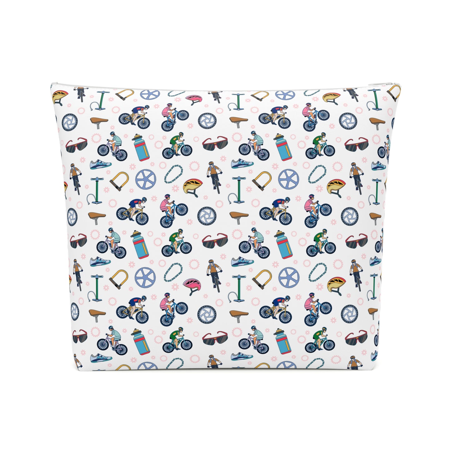 Mountain Biking Print Cotton Cosmetic Bag/Makeup Organizer & Travel Pouch