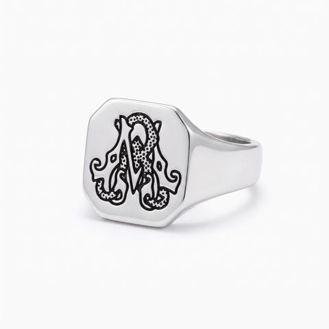 Personalized Double Initials Signet Ring