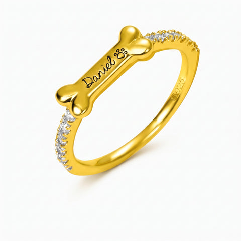 Personalized Bone Shaped Name Ring