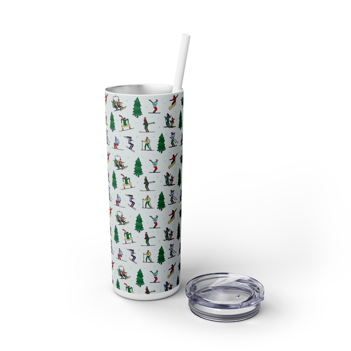 Skiing Landscape Print 20oz Skinny Tumbler with Straw