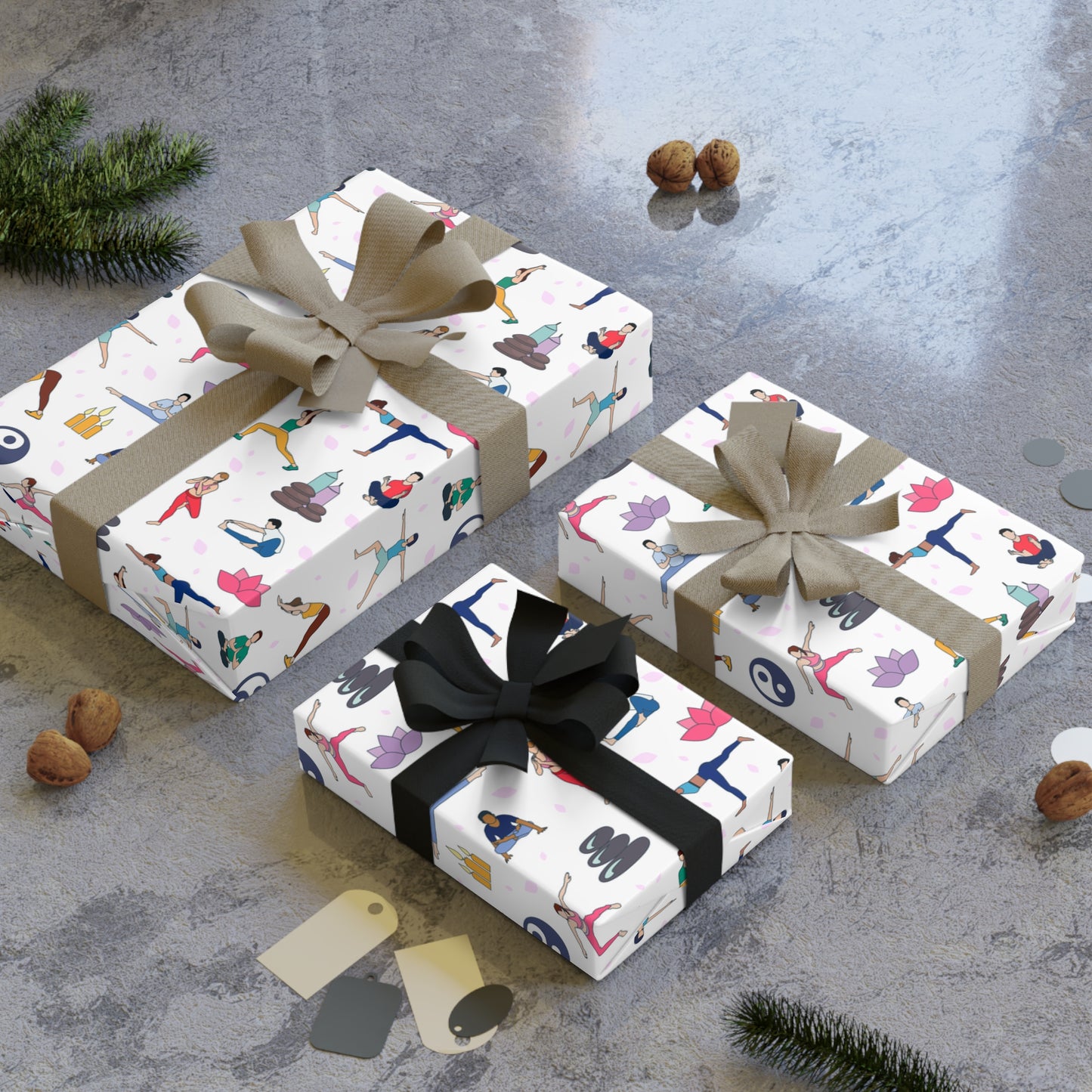 Yoga Inspired Print Gift Wrapping Paper Roll