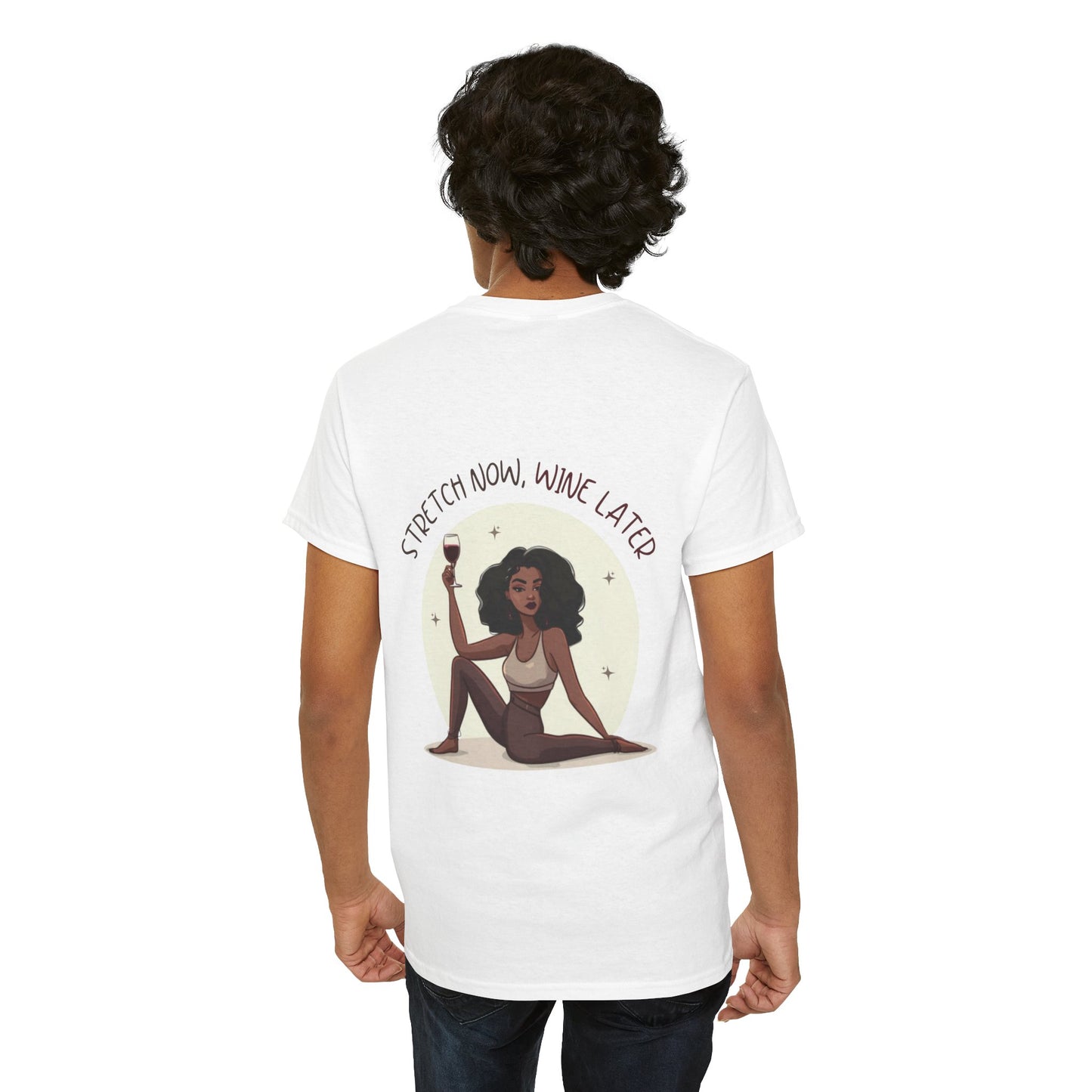 Yoga and Wine Lover Graphic T-Shirt (Black)