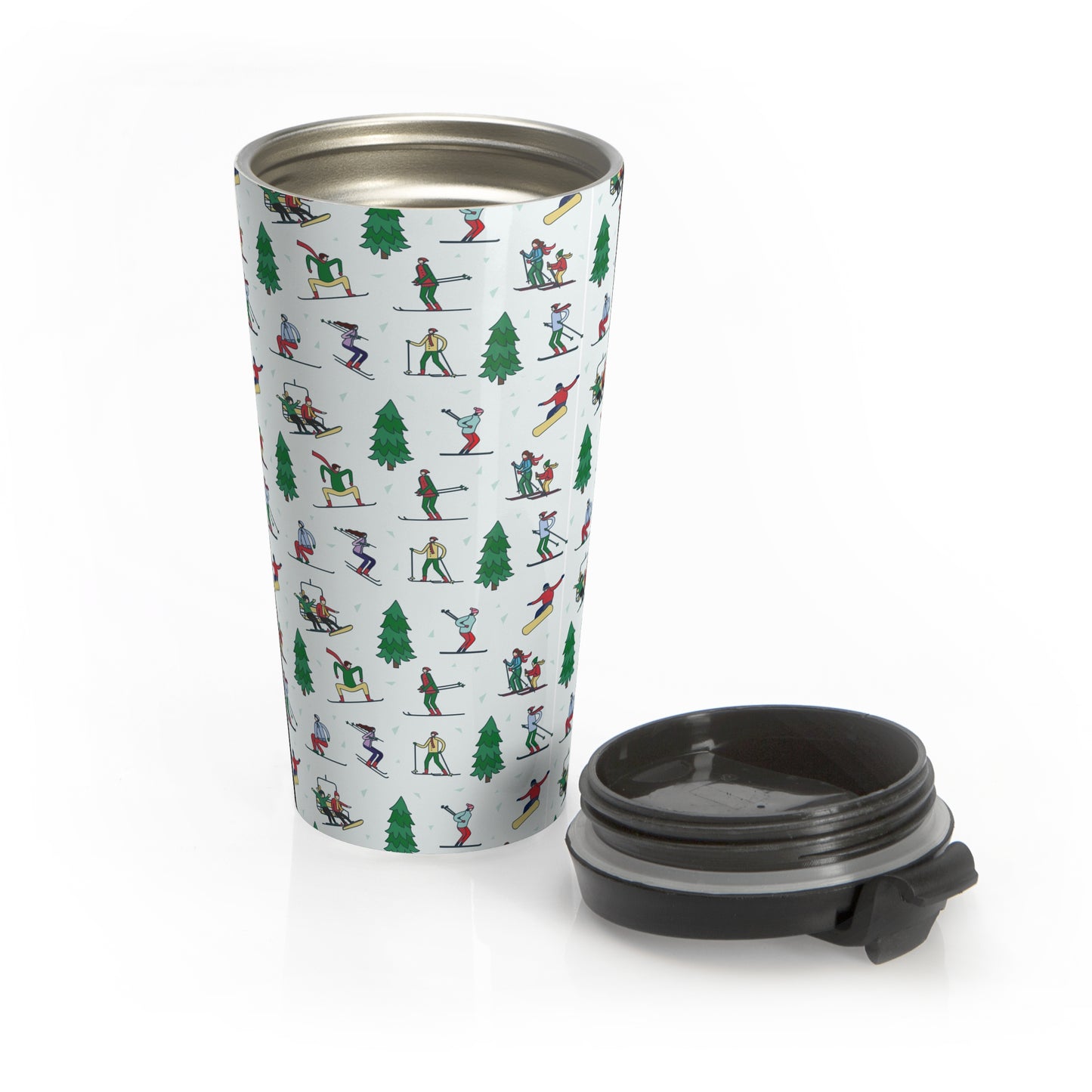 Skiing Landscape Printed Stainless Steel Travel Mug