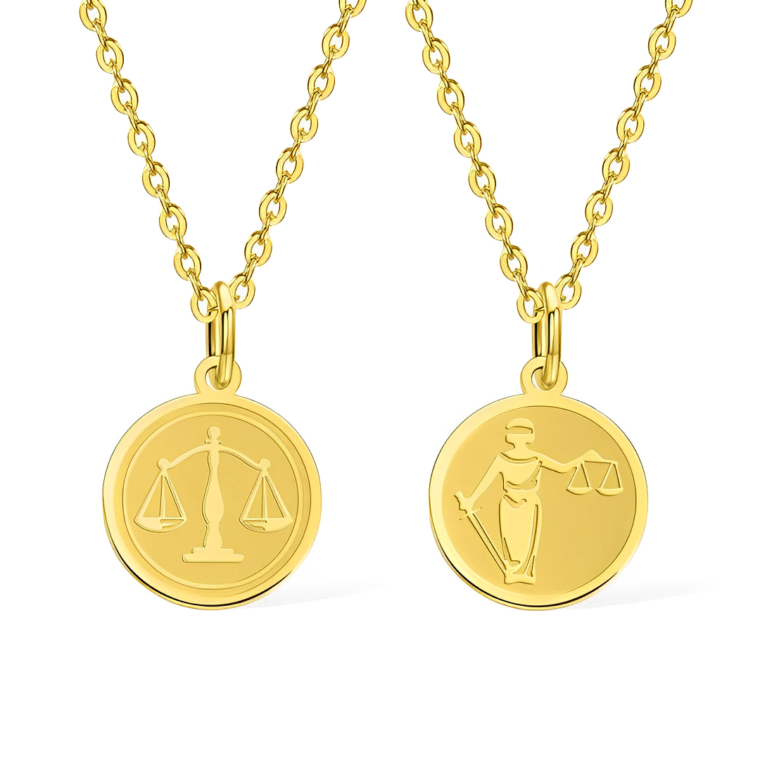 Customized Scale of Justice Necklace with Text Engraving