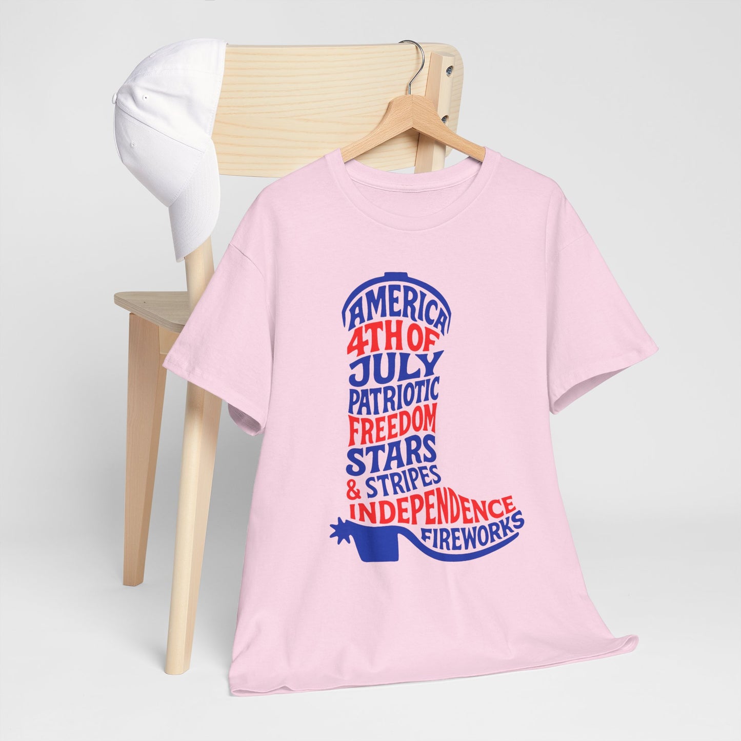 4th of July Cowboy Boot Words Graphic T-Shirt