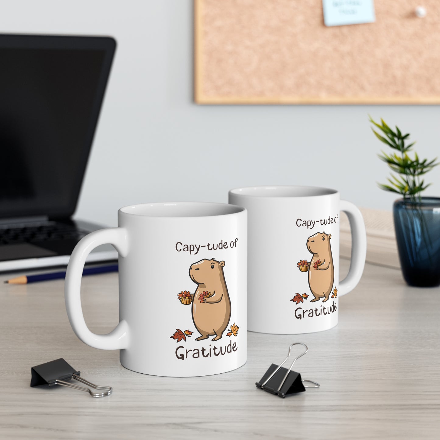 Capy-tude of Gratitude Thanksgiving Capybara Themed 11oz Ceramic Mug