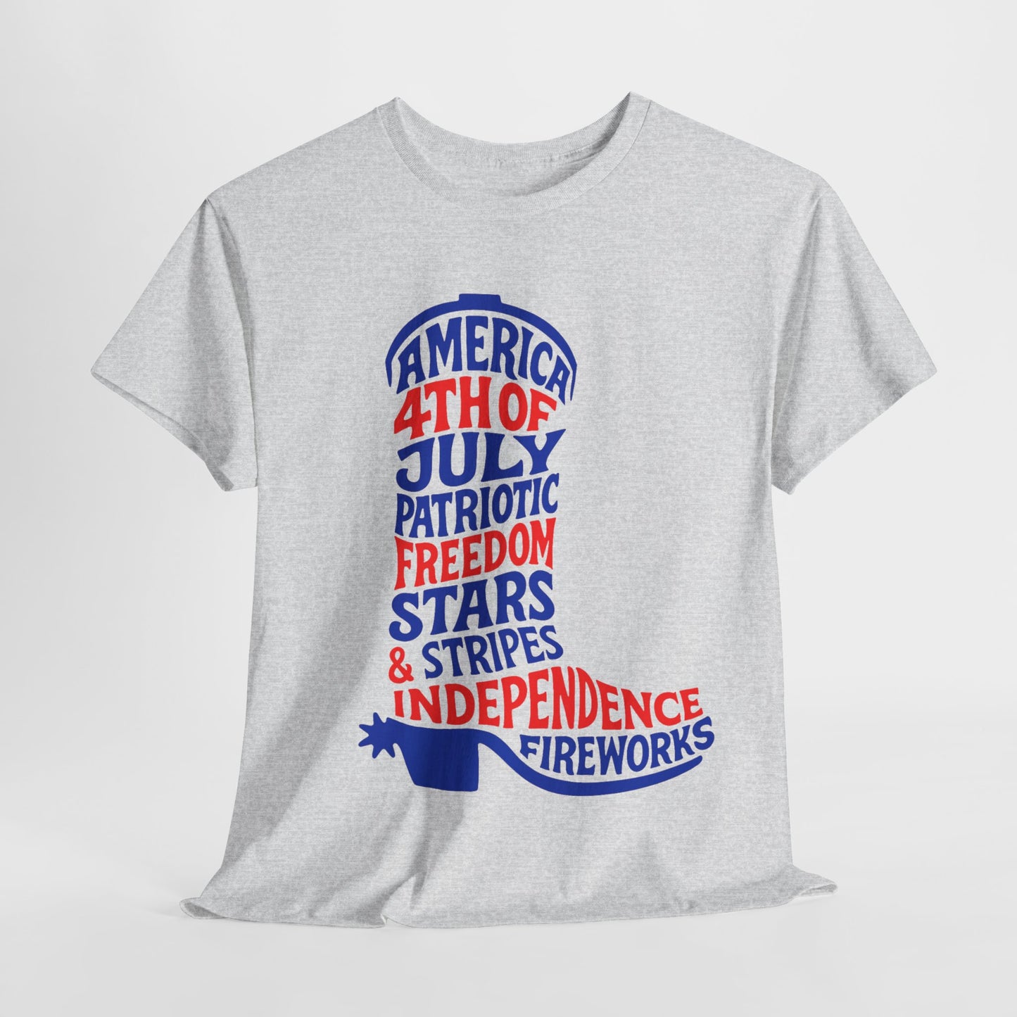 4th of July Cowboy Boot Words Graphic T-Shirt