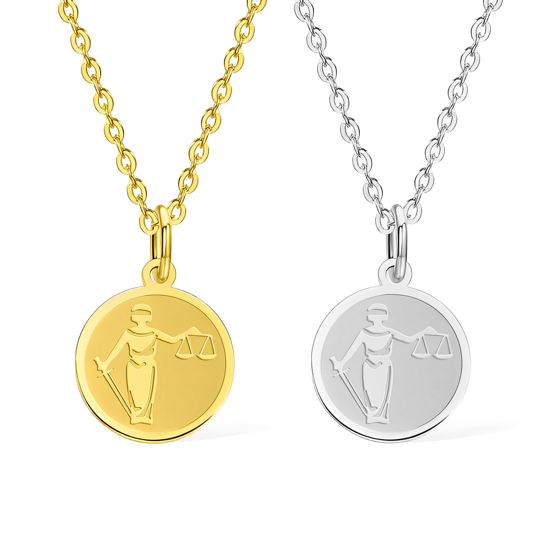Customized Scale of Justice Necklace with Text Engraving