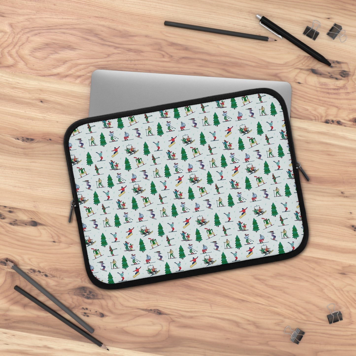 Skiing Winter Landscape Printed Laptop Sleeve