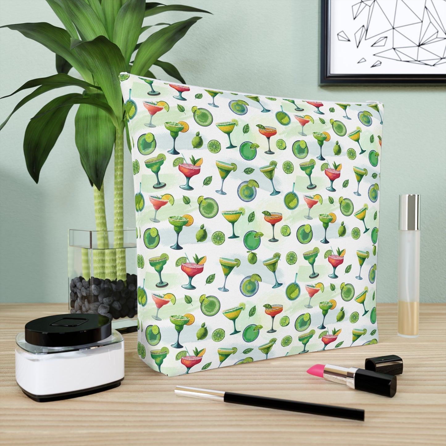 Margarita Cocktail Print Cotton Cosmetic Bag/Makeup Travel Pouch