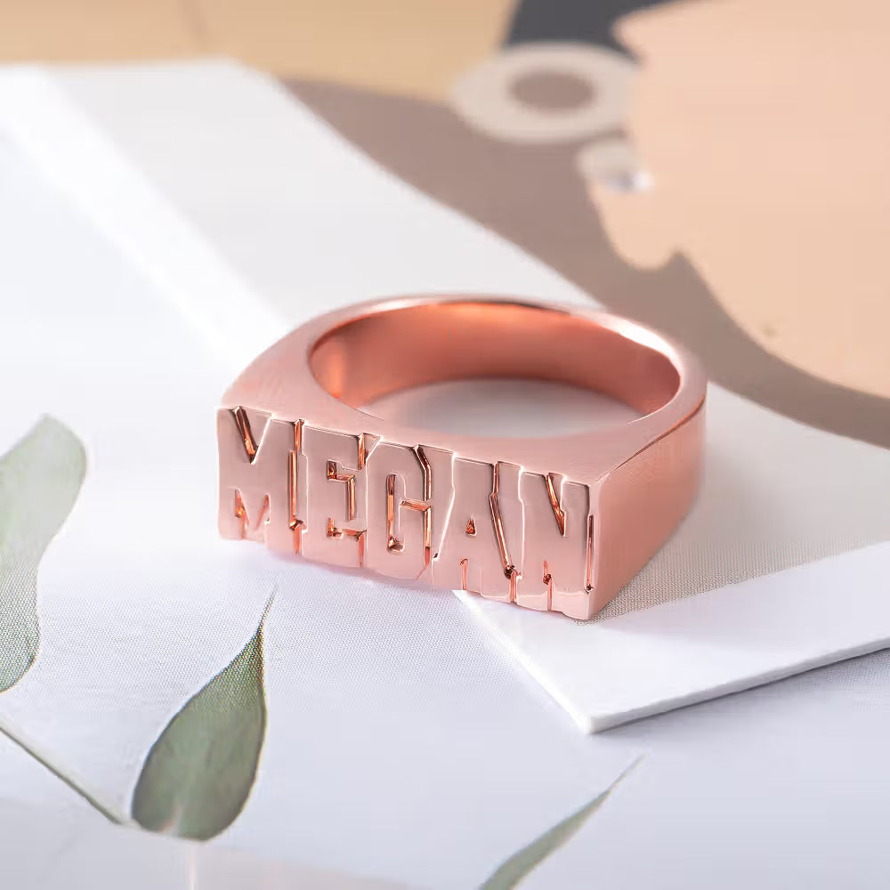 Custom Signet Ring with Name, Angel Number or Year