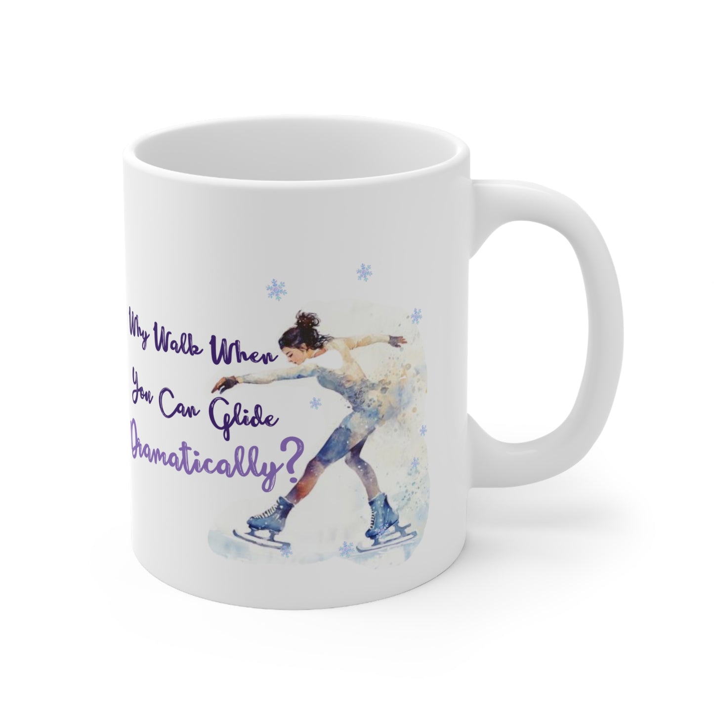 Glide Dramatically (Brown) Ice Skating Themed 11oz Ceramic Mug