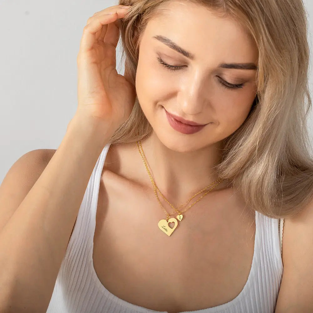 Mommy and Me Heart Necklace Set