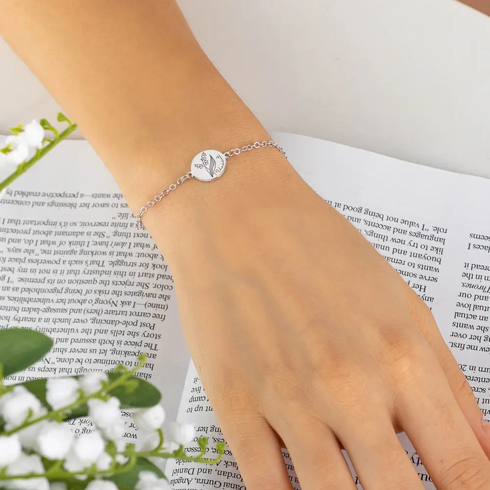 Personalized Name & Birth Flower Bracelet