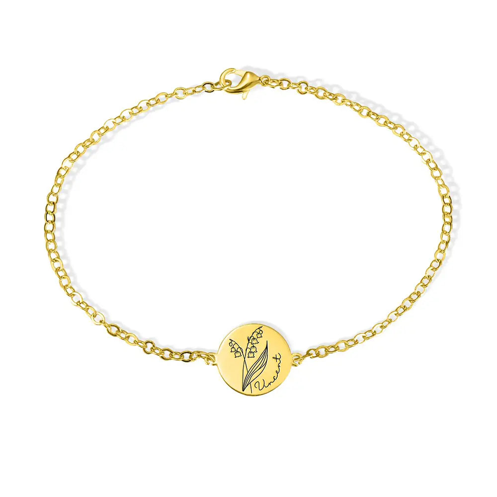 Personalized Name & Birth Flower Bracelet