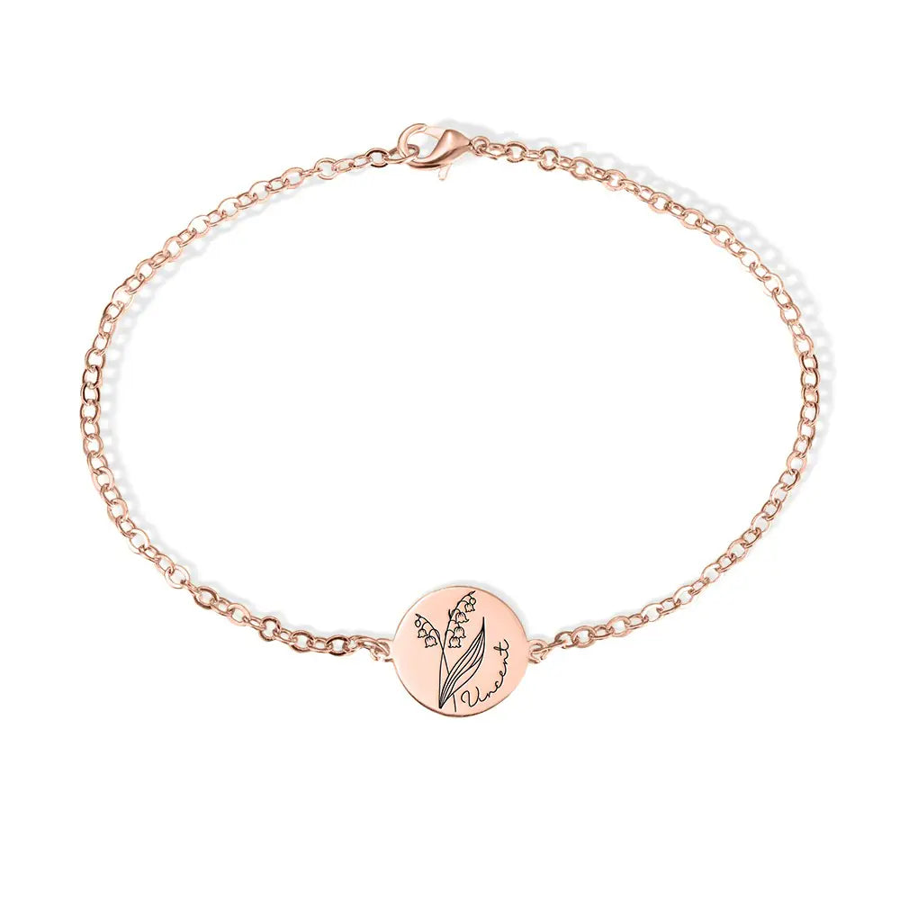 Personalized Name & Birth Flower Bracelet