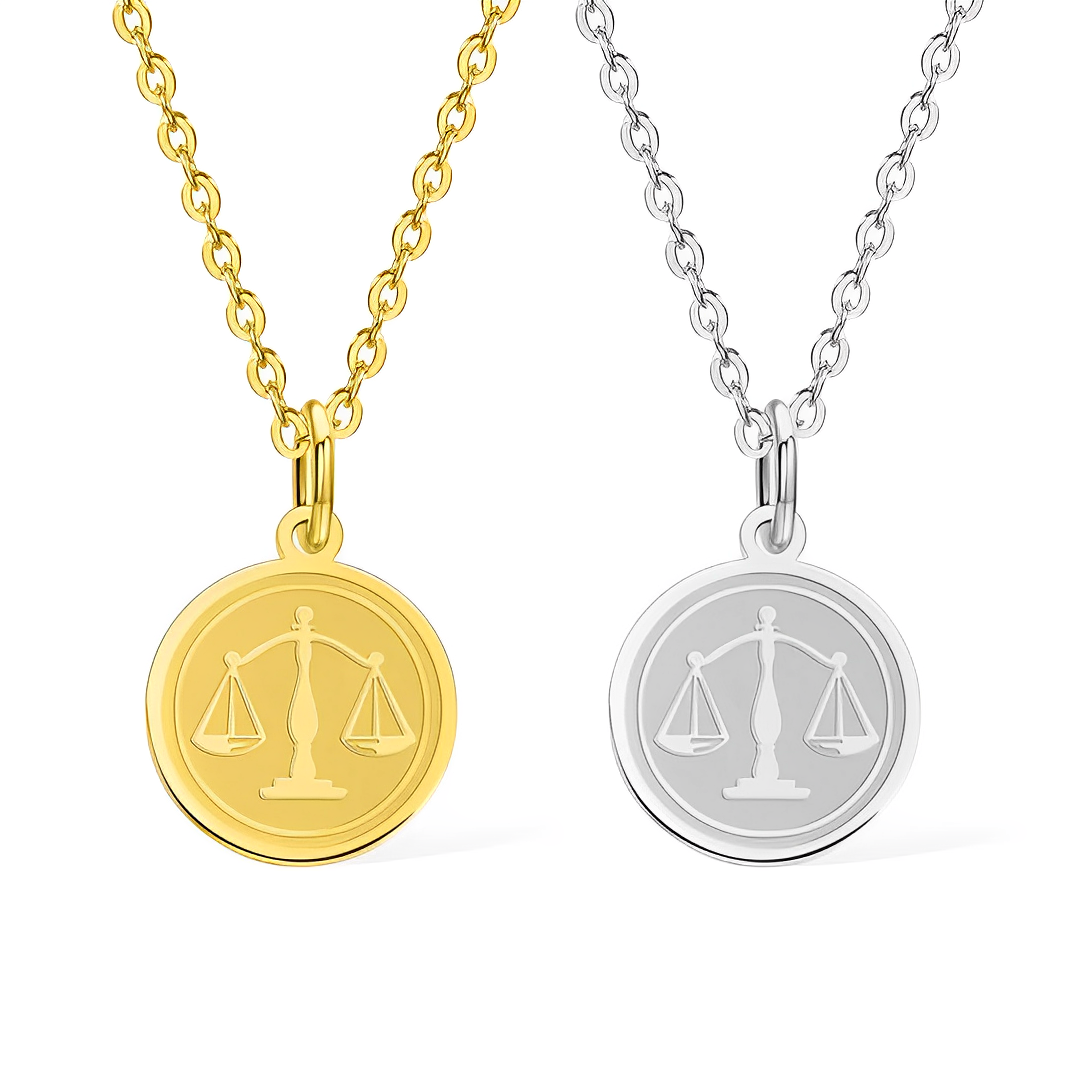 Customized Scale of Justice Necklace with Text Engraving