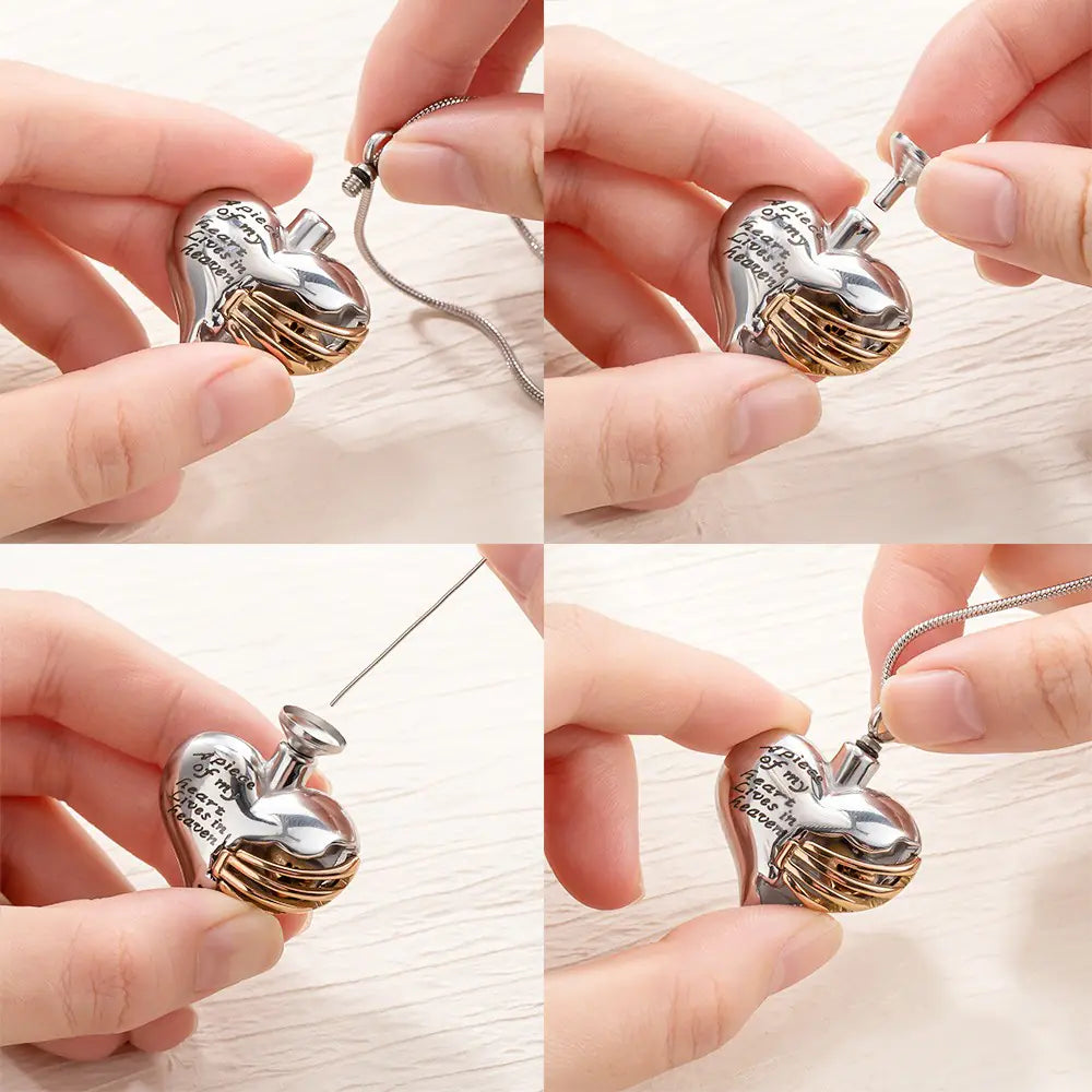Personalized Rib Cage and Heart Urn Necklace