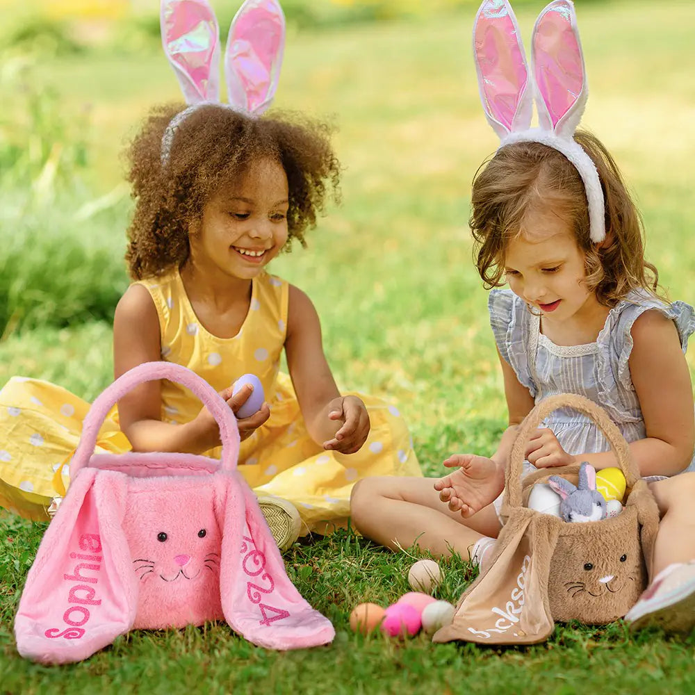 Personalized Name Lop-Eared Easter Bunny Basket