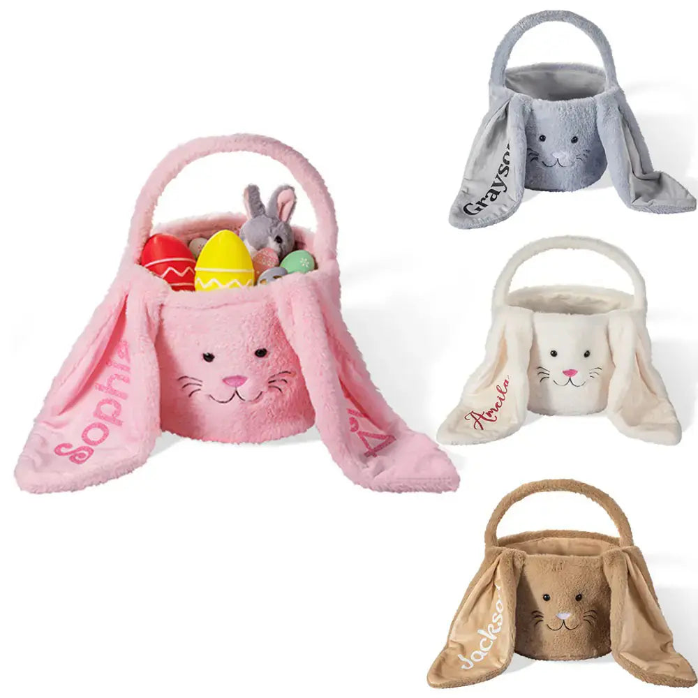 Personalized Name Lop-Eared Easter Bunny Basket