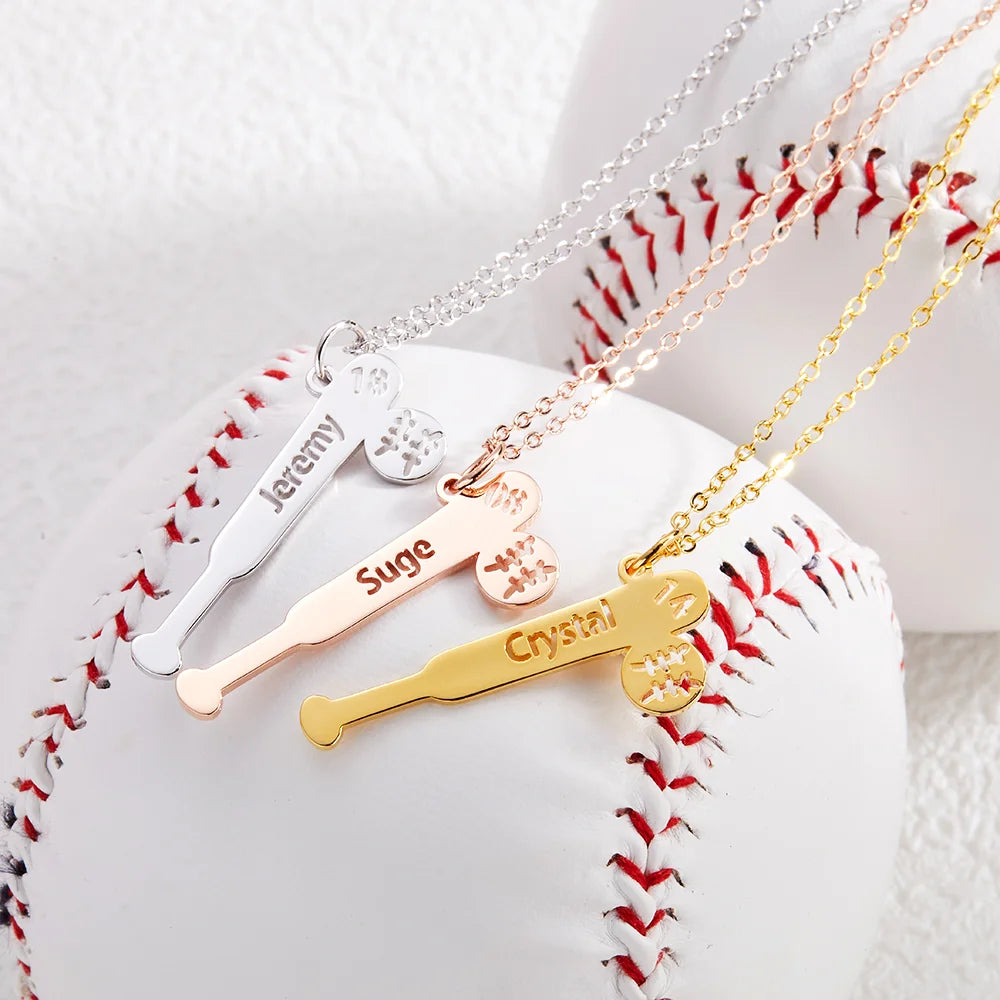 Personalized Baseball Bat Pendant Necklace
