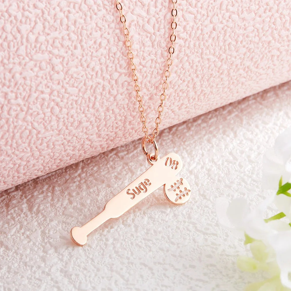 Personalized Baseball Bat Pendant Necklace