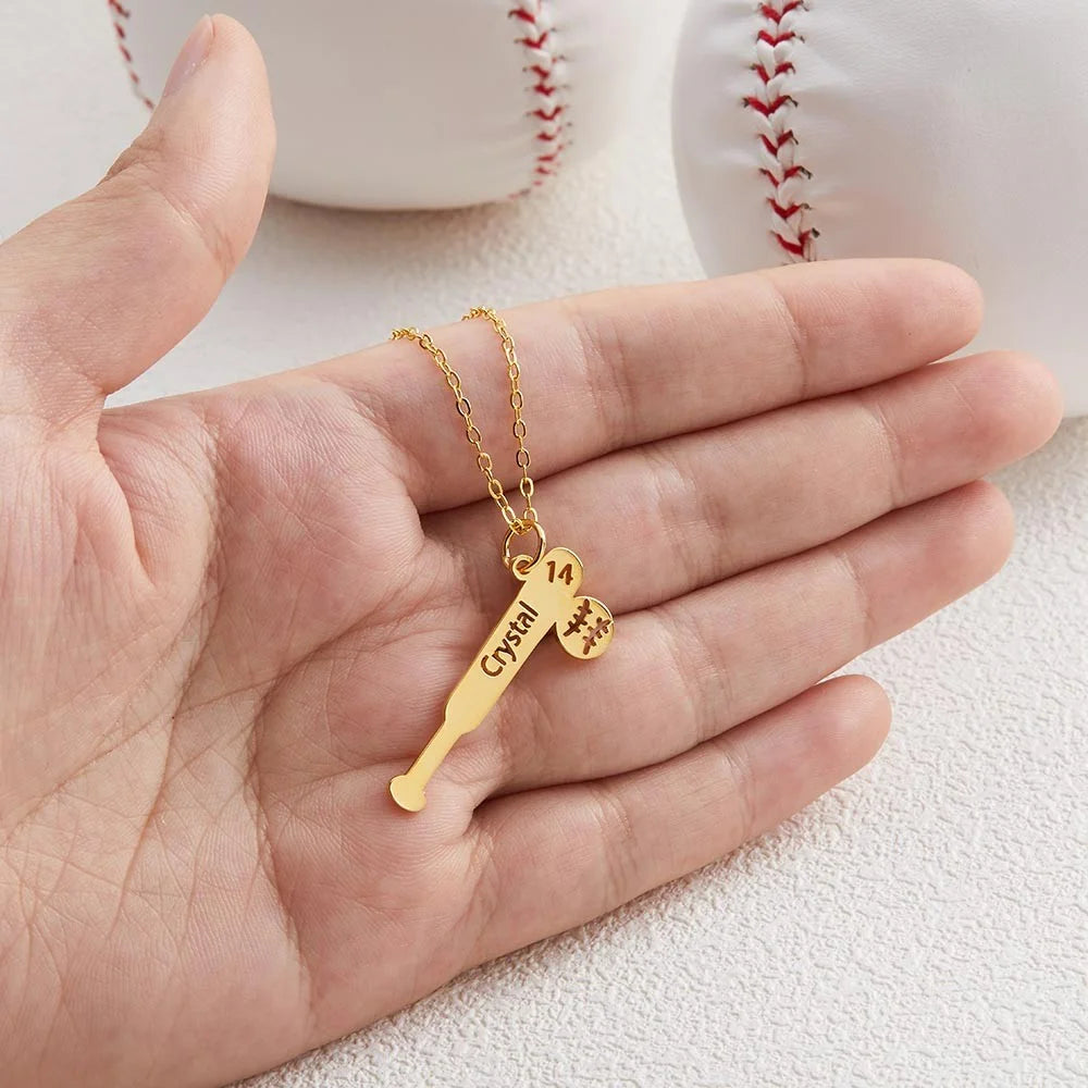 Personalized Baseball Bat Pendant Necklace