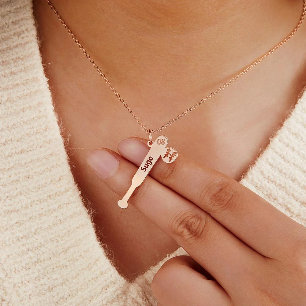 Personalized Baseball Bat Pendant Necklace