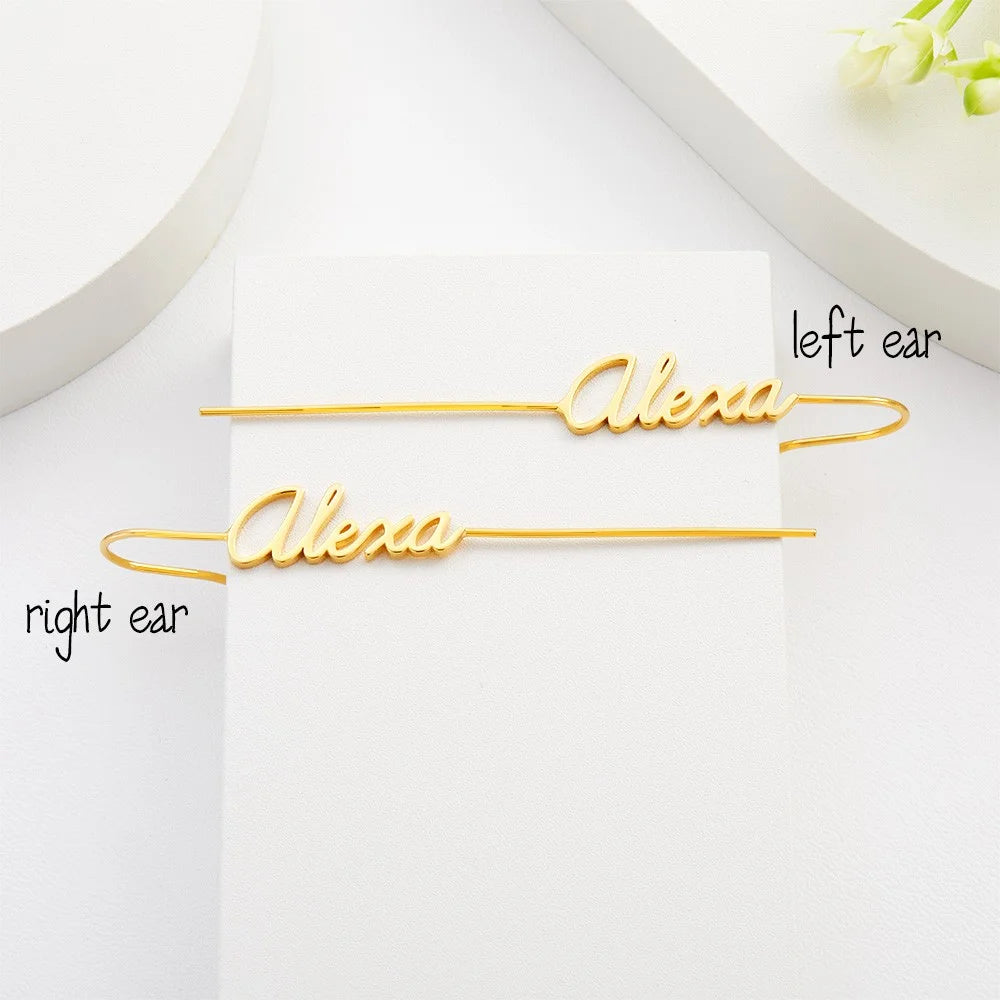 Custom Name Ear Wrap Crawler Hook Earrings