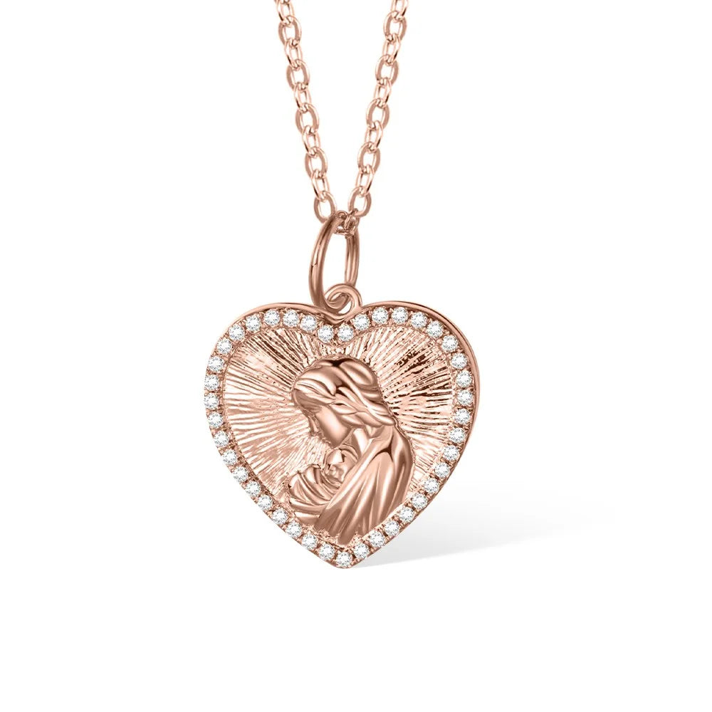 Personalized 3D Embossed Maternal Love Heart Necklace