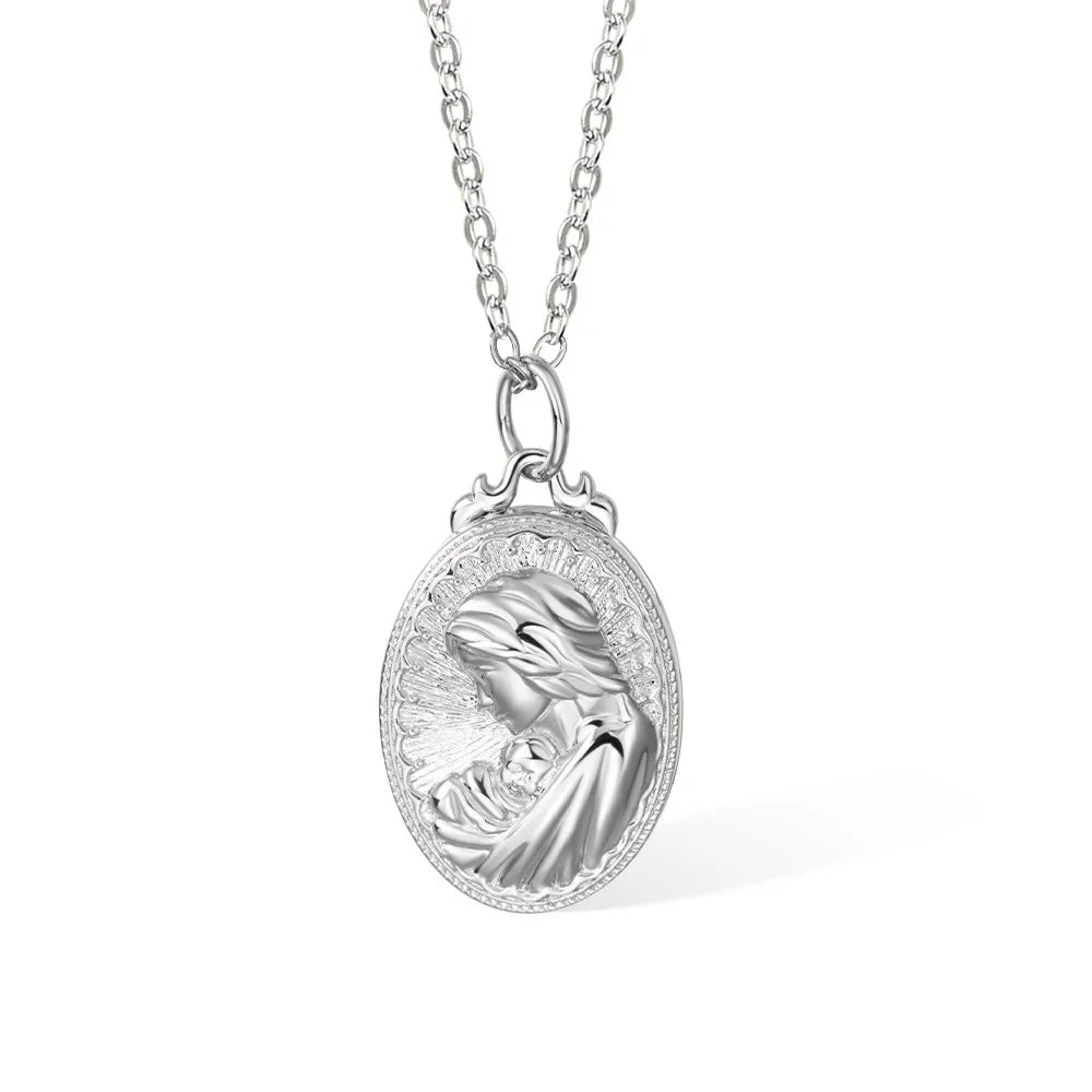 Personalized 3D Embossed Maternal Love Heart Necklace