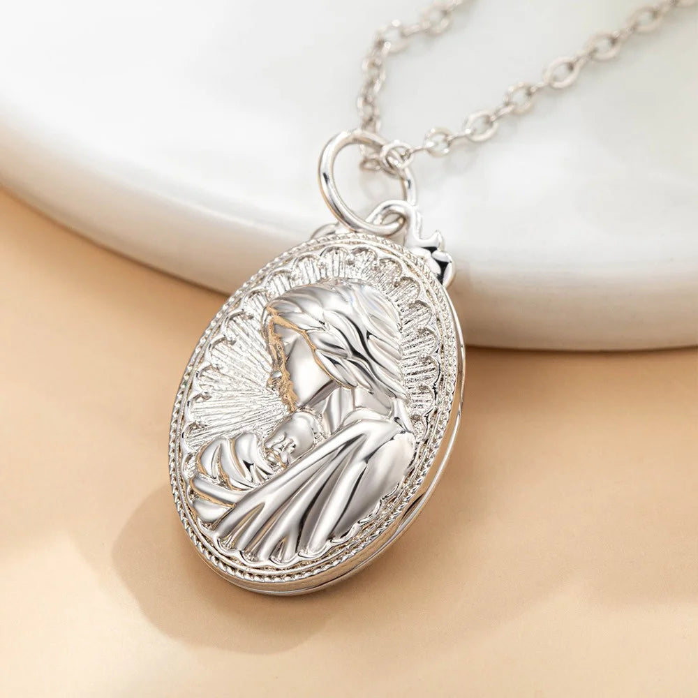 Personalized 3D Embossed Maternal Love Heart Necklace
