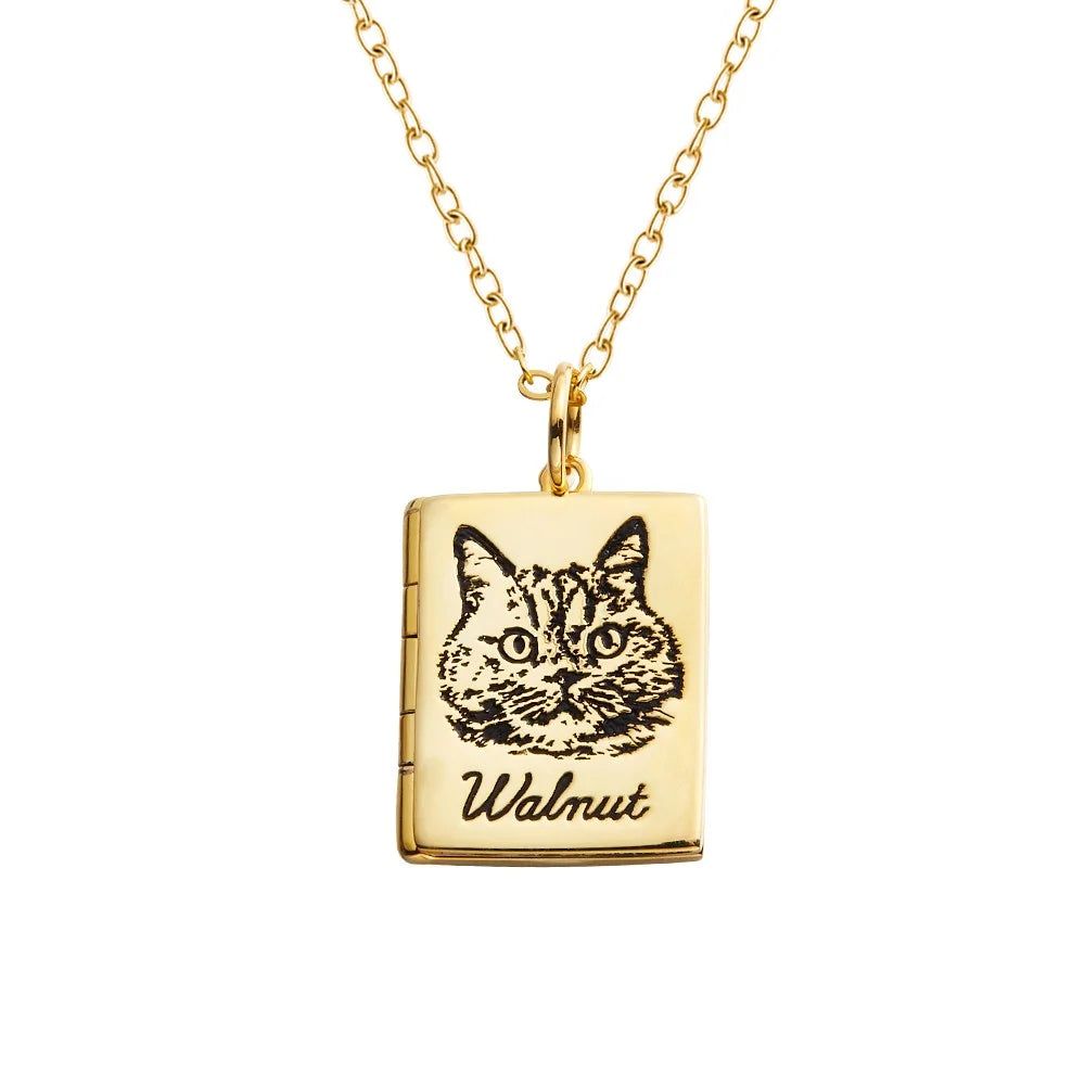 Personalized Pet Portrait Book Locket Necklace