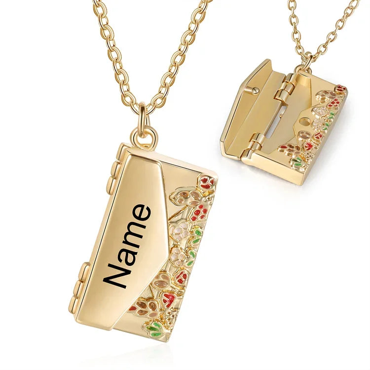 Custom Engraved Hidden Message Envelope Necklace