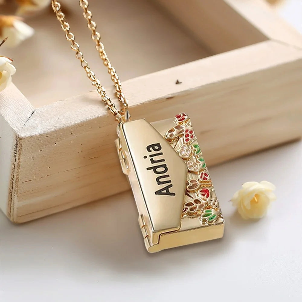 Custom Engraved Hidden Message Envelope Necklace