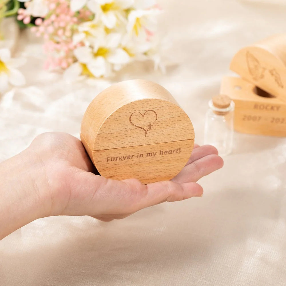 Personalized Pet Ear & Portrait Memorial Box for Ashes