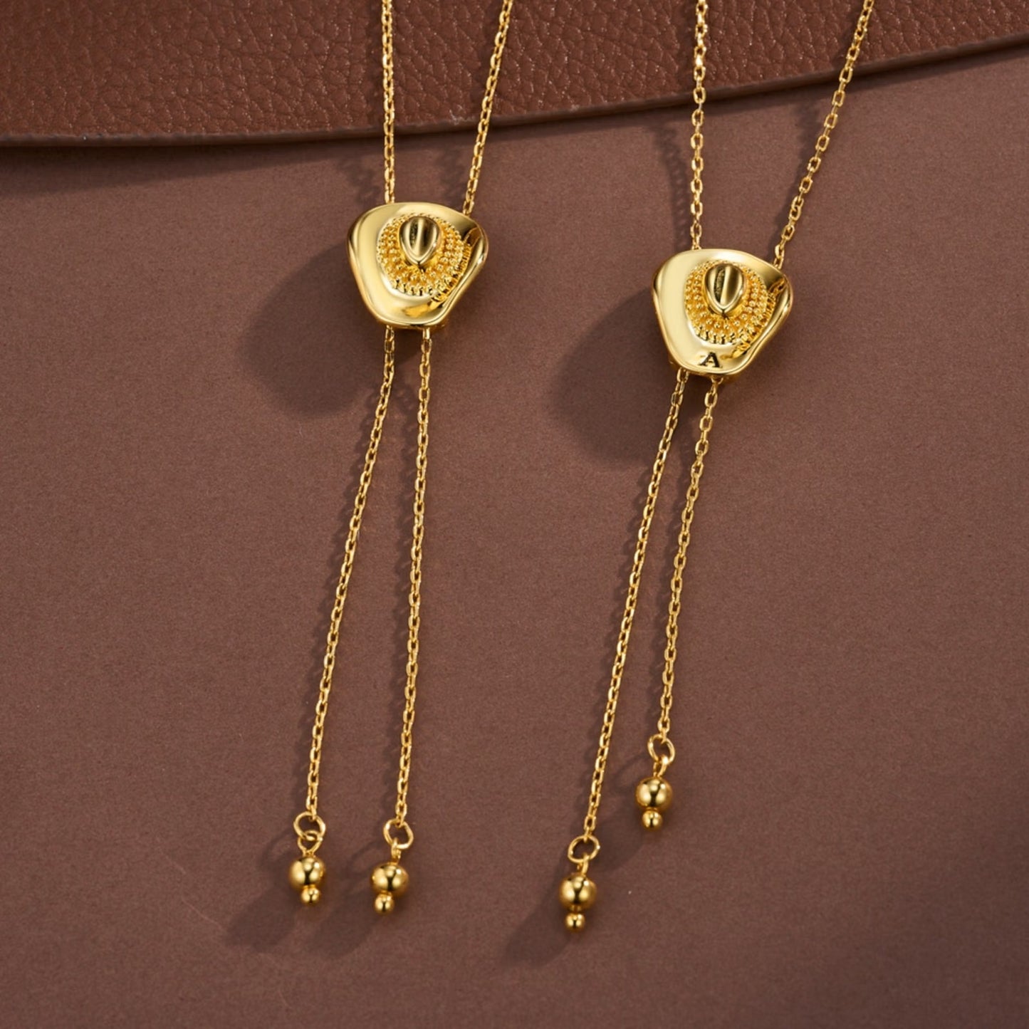 Initial Cowgirl Hat Adjustable Necklace